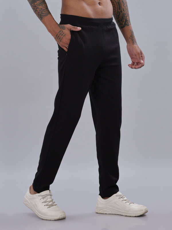 Black Solid Regular Fit Trackpant