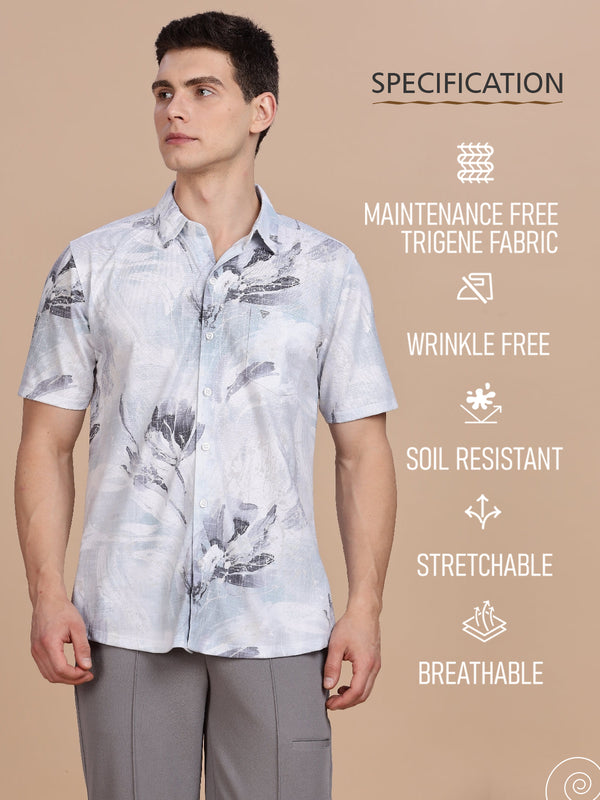 WEXFORD Trendy Purple Printed Regular Fit Cotton Blend Half sleeve Casual Shirt For Men.