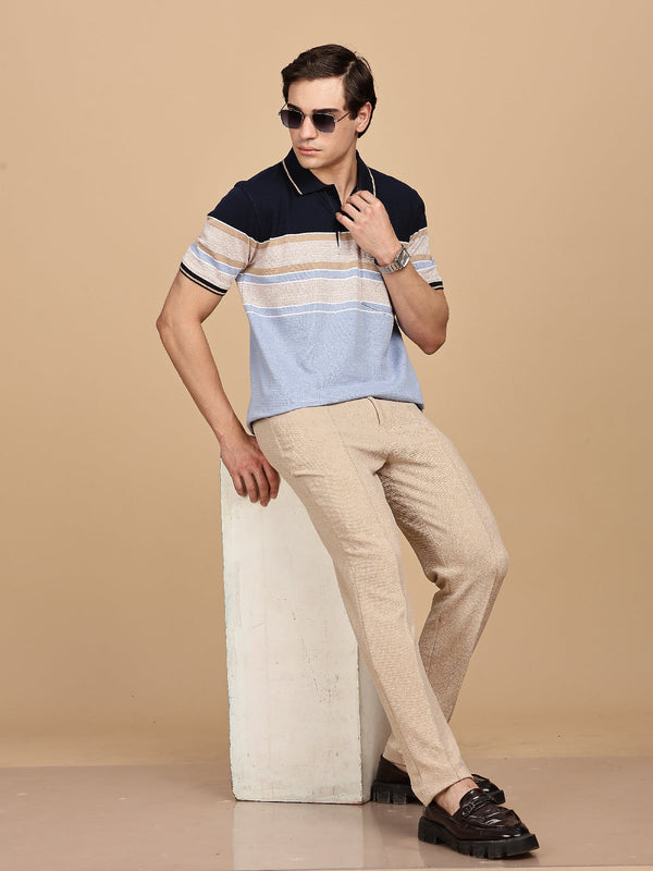 Multi Color Striped Regular Fit Polo Tees