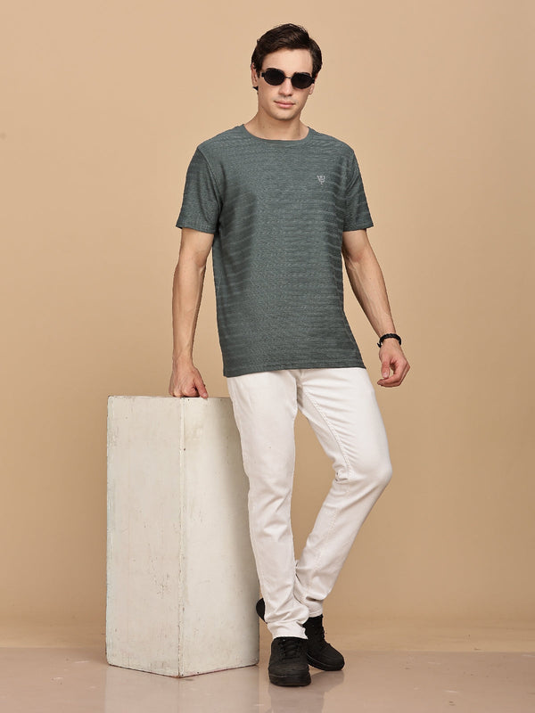 Green Solid Half sleeve Round Neck T-Shirt