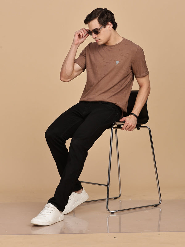 Brown Solid Half sleeve Round Neck T-Shirt