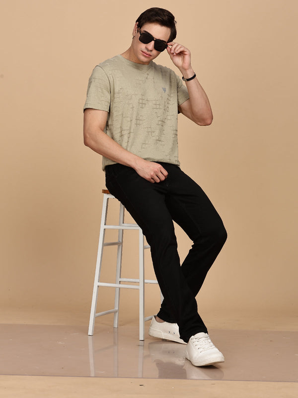 Green Solid Half sleeve Round Neck T-Shirt