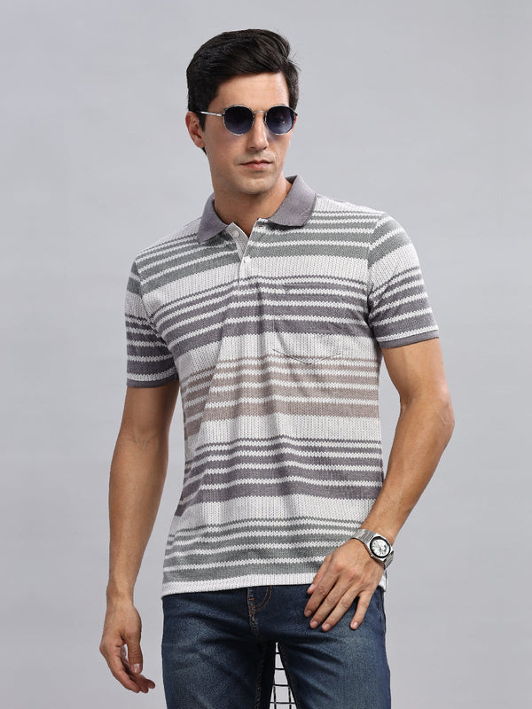 Multi Striped Printed Regular Fit Polo Tees