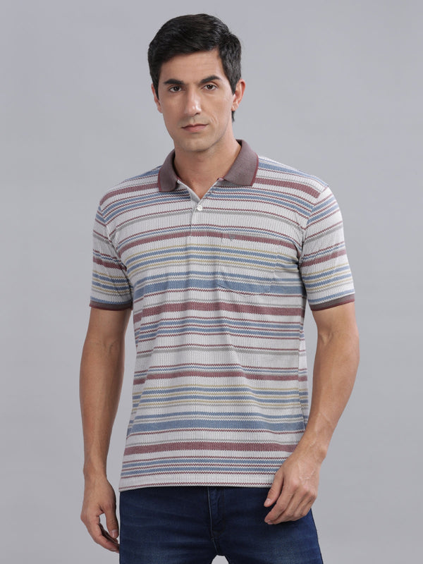 Multi Striped Printed Regular Fit Polo Tees