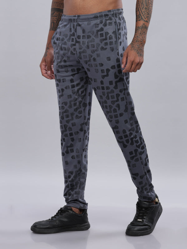 Grey Printed Regular Fit Trackpant