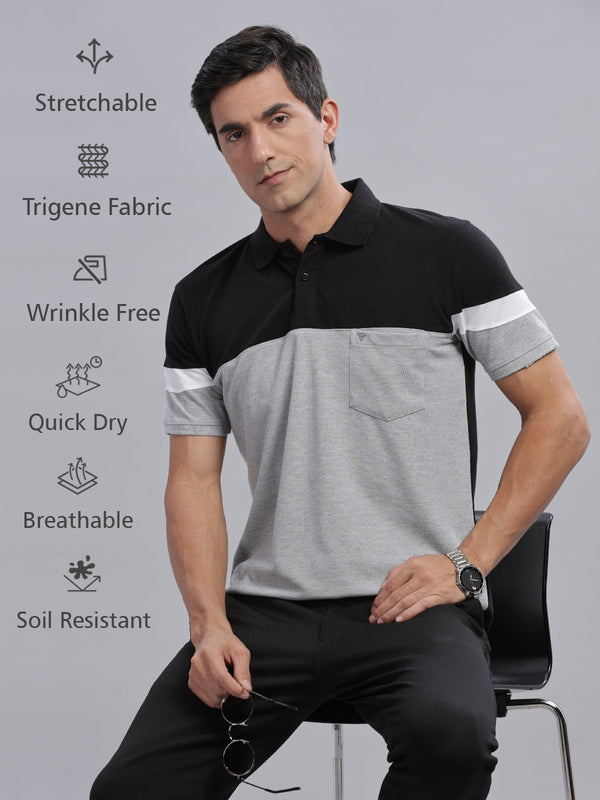 Grey Color Regular Fit Polo Tees
